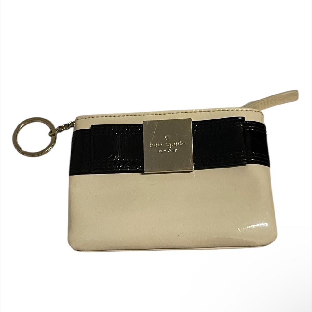 Kate Spade New York Tan and Black Coin Purse with Key Ring
